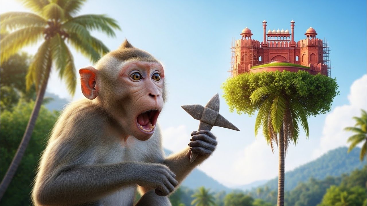 बंदरों ने बनाया पेड़ पर लाल किला 😱| Monkeys built the Red Fort on a tree. Monkey Red fort Delhi