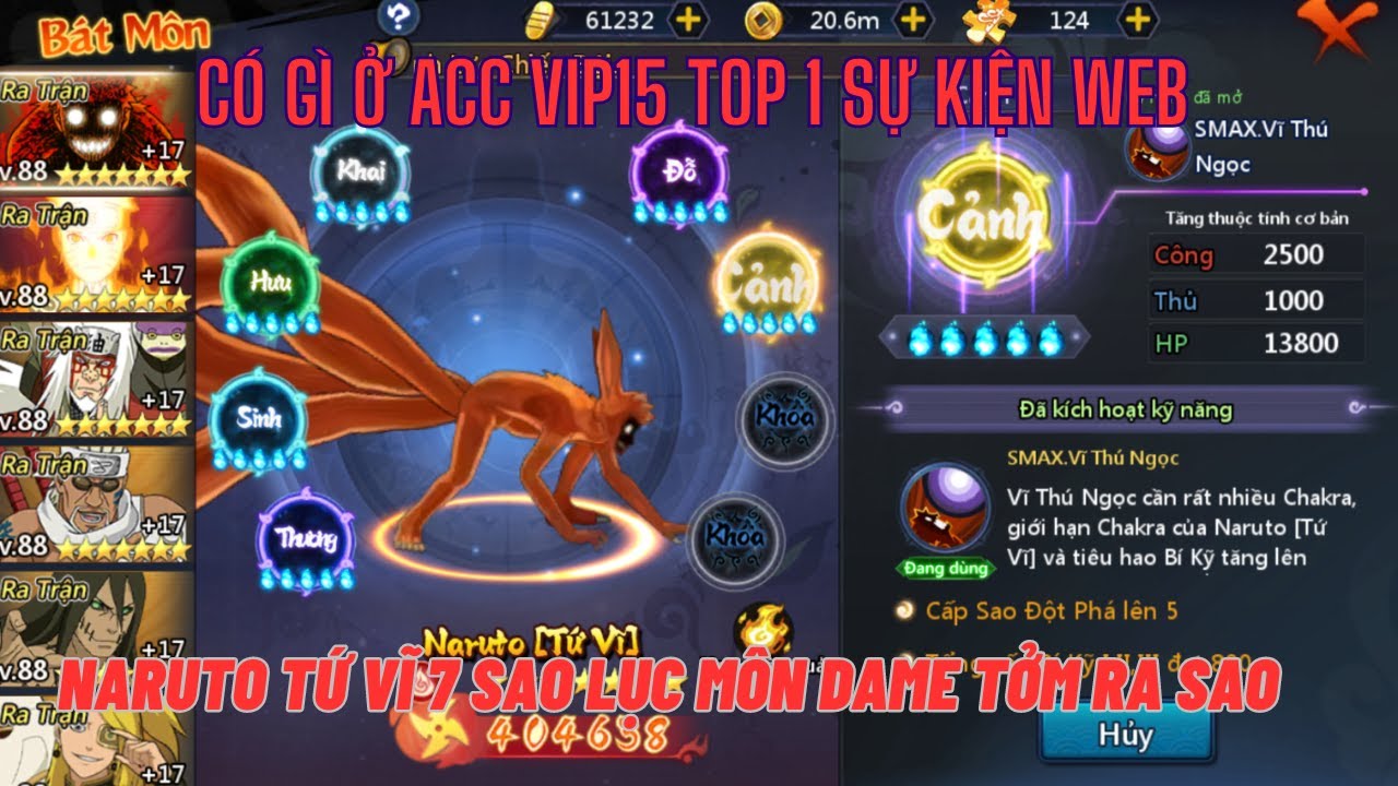 Huyền Thoại L&agrave;ng L&aacute; - SI&Ecirc;U HOT - Review acc VIP15 top 1 sk web & Naruto 4 VĨ 7s lục m&ocirc;n hơn 400k lc