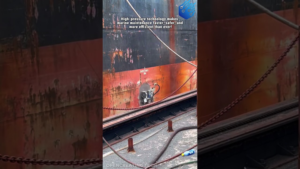Automatic Water Jet Removes Rust & Paint from Ships | Marine Cleaning