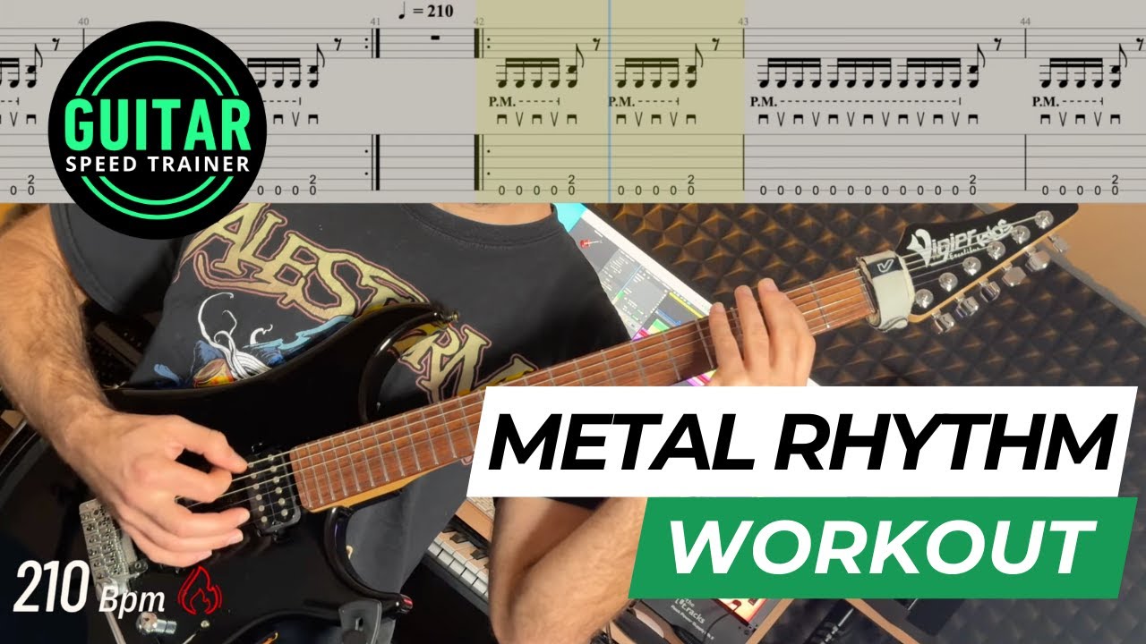 Metal Rhythm Speed Builder &ndash; Right-Hand Workout (100 to 210 bpm)
