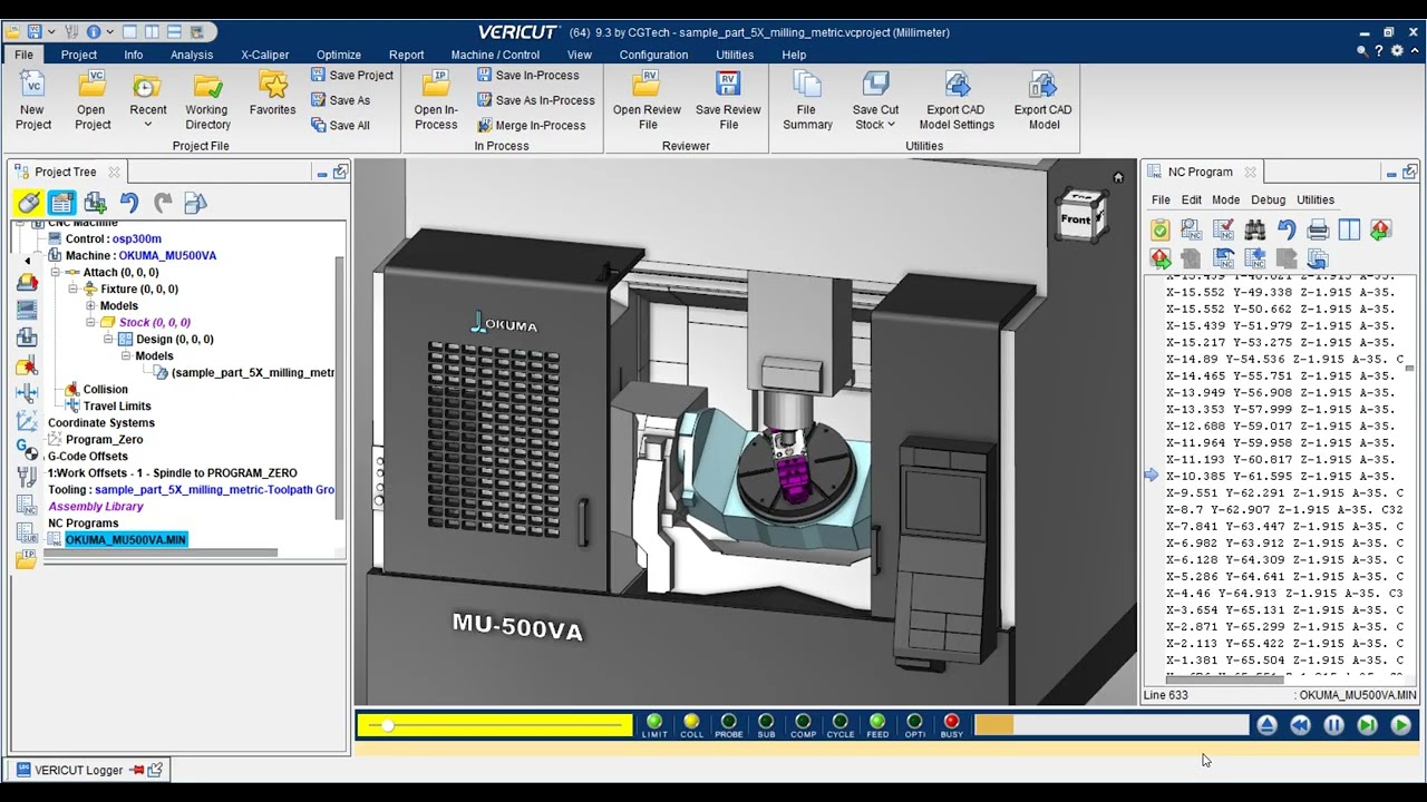 Post MasterCAM 5 trục Okuma MU500VA