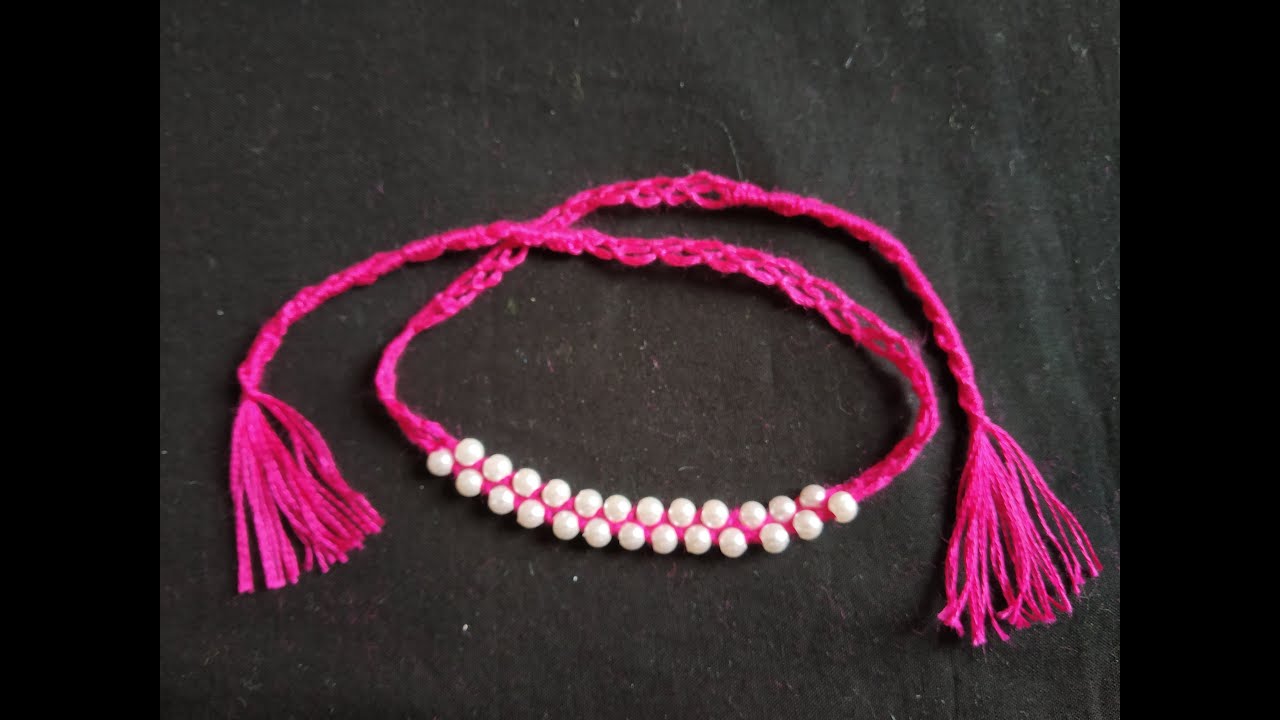 297- Bracelet/Rakhi with oya stitch and beads(Hindi/Urdu)