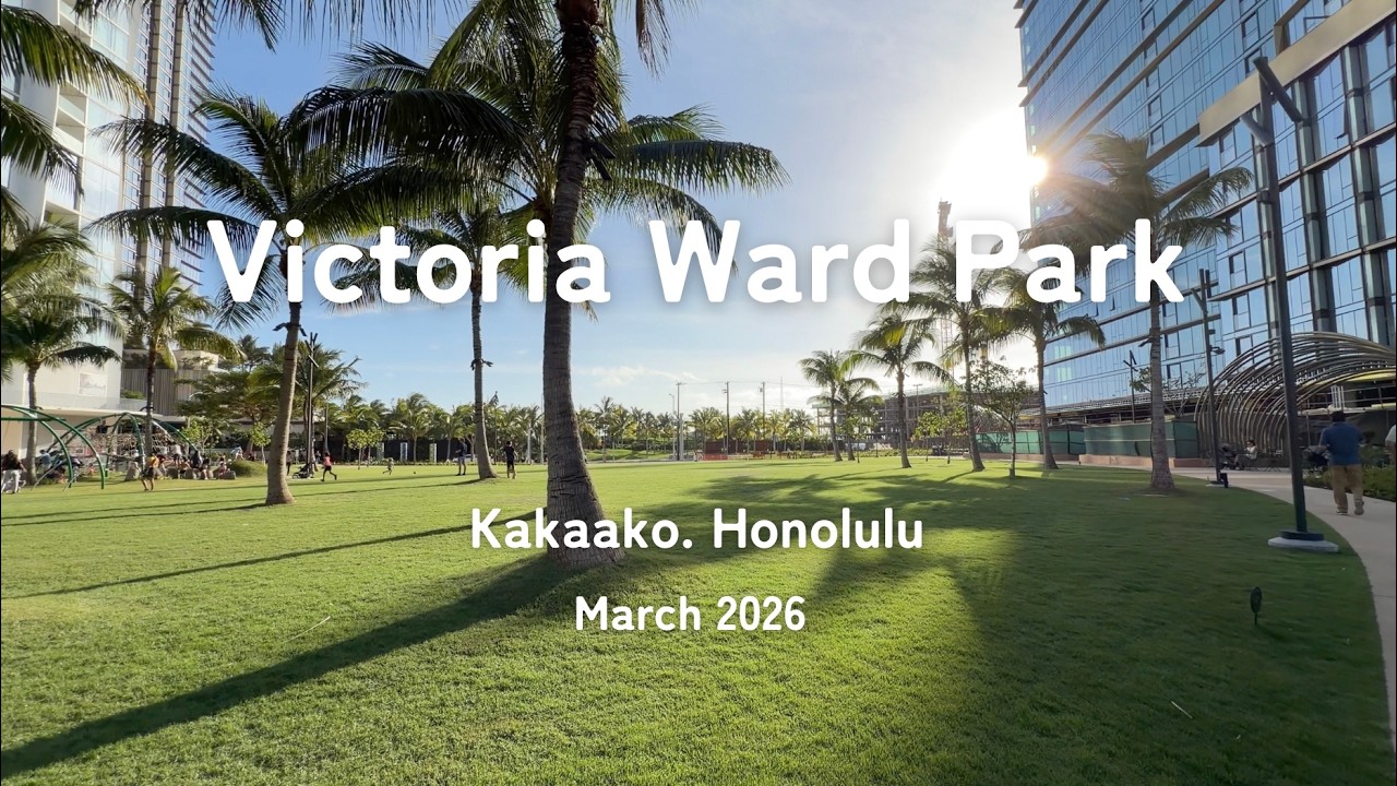 Kakaako Walk 🌴 Victoria Ward Park Honolulu Hawaii | カカアコ昼散歩【作業用】4K