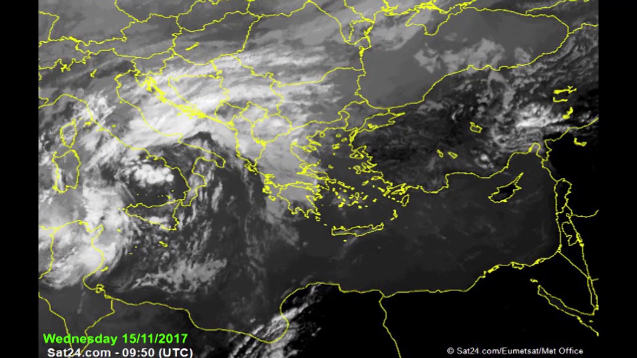 Mediterranean Cyclone Numa - Greece Infrared Satellite Time-lapse video 11-18/11/2017