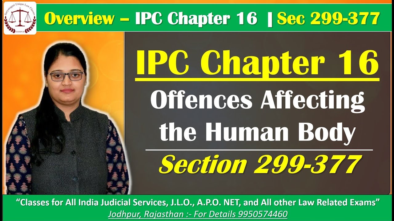 IPC 1860, Chapter 16 Sec 299 - 377 for Judiciairy & State APO Exams #sulc #urmilarathi #ipc