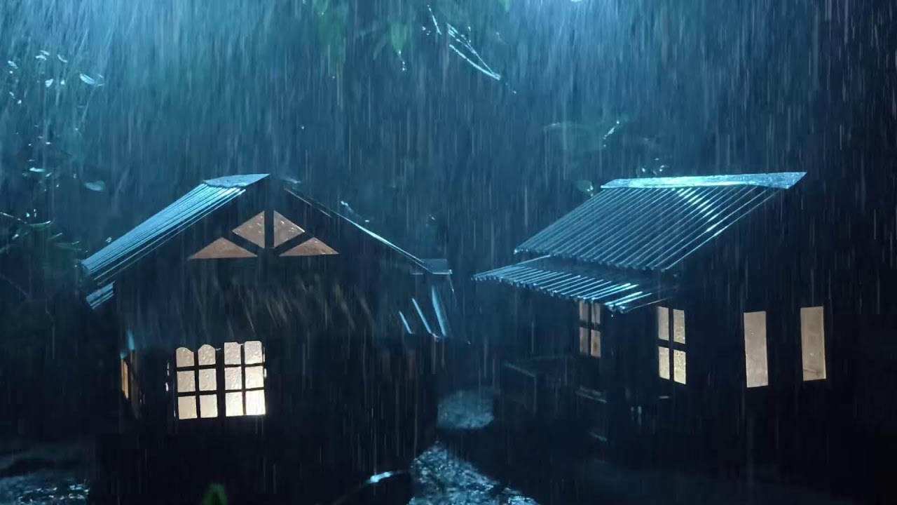 No Ads Rain Sounds for Sleeping - ASMR Extreme Rain on Tin Roof for Chronic Nighttime Insomnia #222