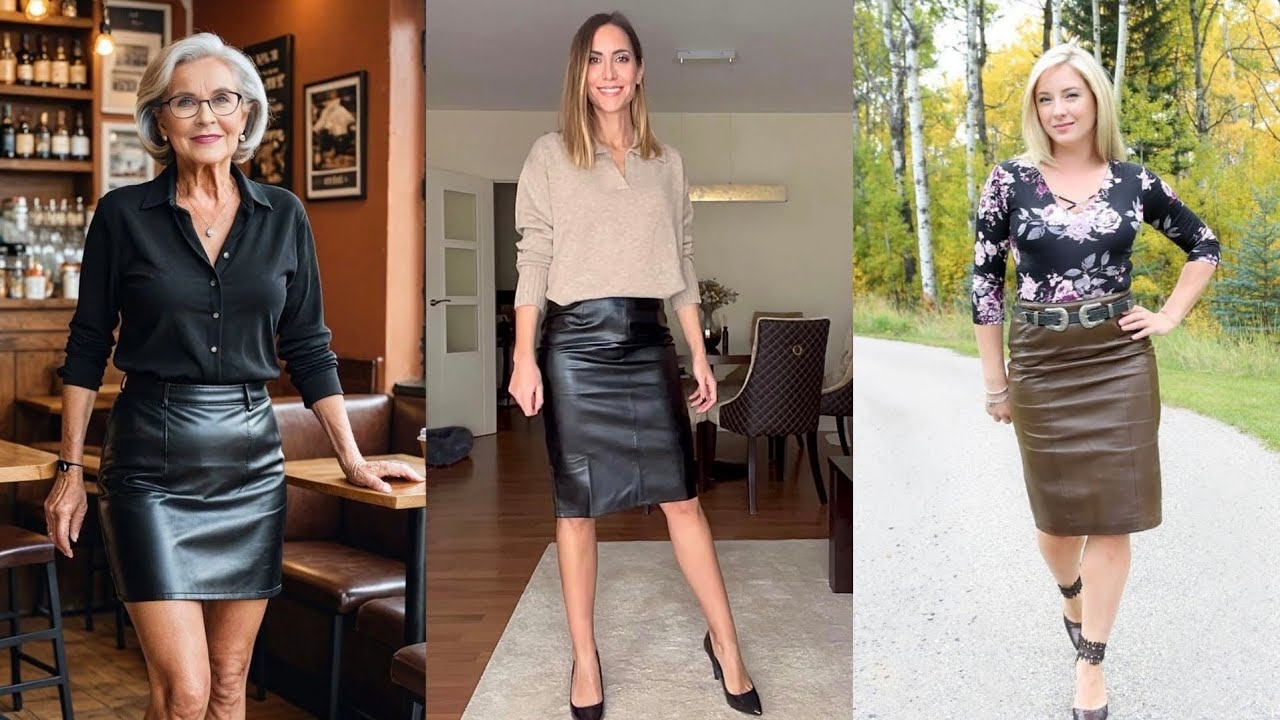Older Women Fancy, gorgeous, Splendid Leather Short Skirts Outfit ideas