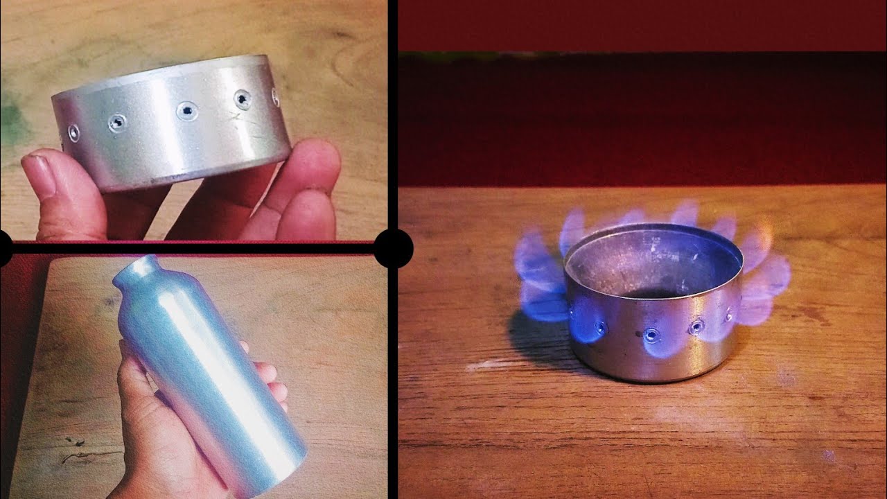 Memanfaatkan kaleng bekas, di buat menjadi kompor camping sederhana 