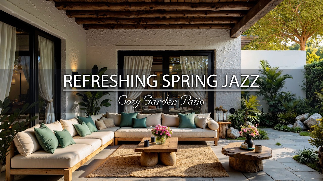 Cozy Garden Patio Ambience - Refreshing Spring Jazz & Nature Sounds