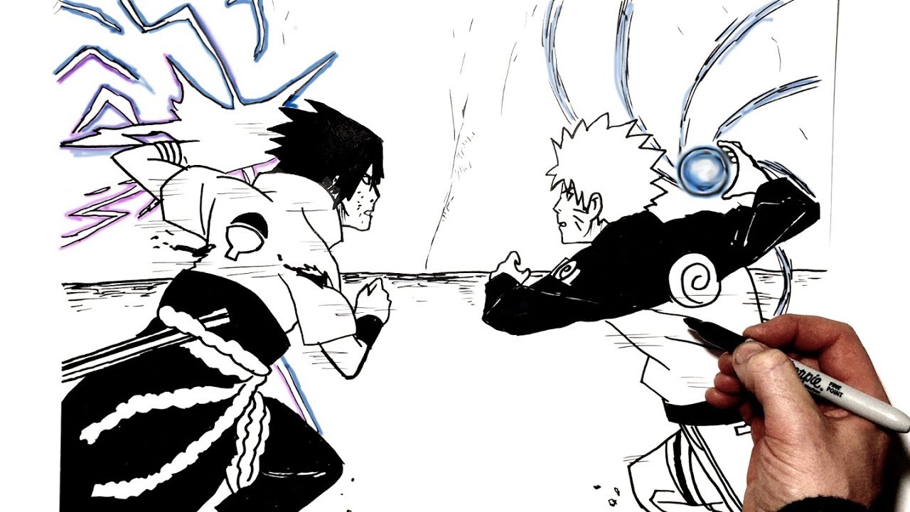 How to Draw Rasengan vs Chidori | Step by Step | Naruto