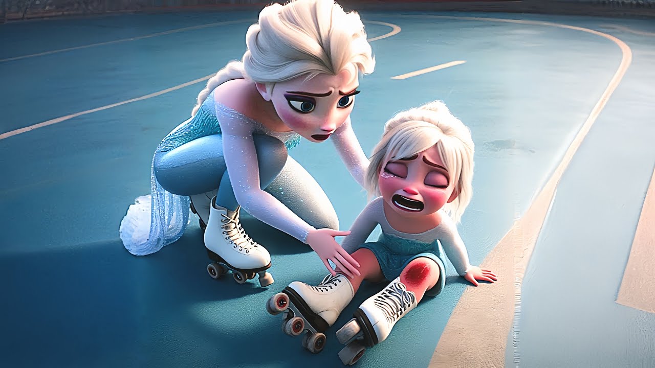 😢🛼 Baby Elsa Falls While Skating — Mommy Rushes to Help! 💔❄️