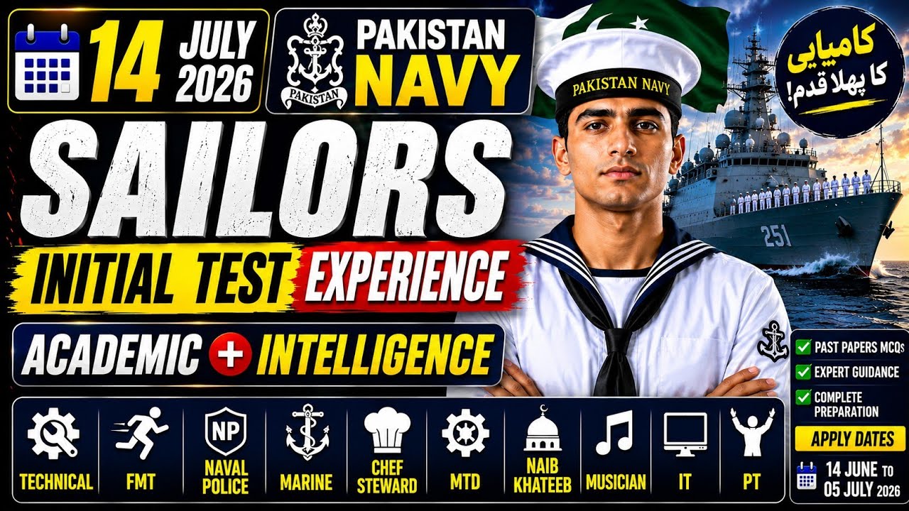 14 Jul 2026 | Pak Navy Sailors initial test experience | Academic + Intelligence | Technical NP N/K