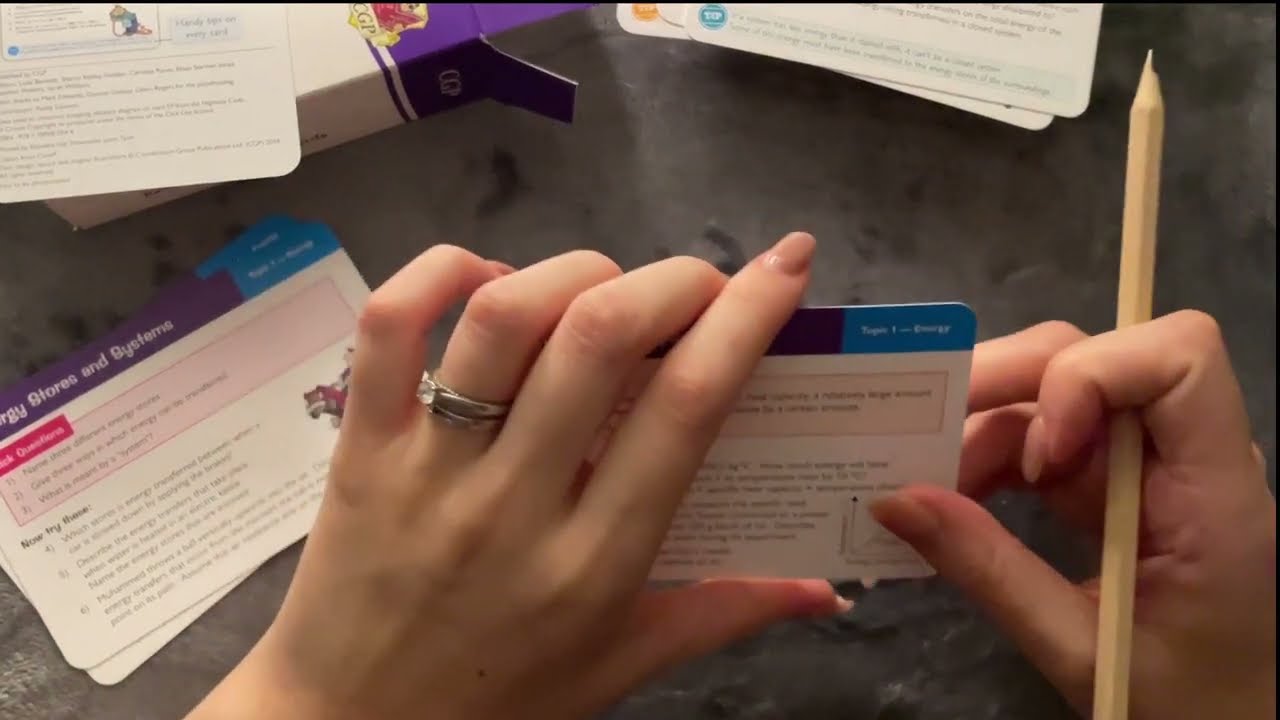 😴ASMR - SEMI-Inaudible Reading - GSCE Physics Cards - Clicky Whispering / Mouth Sounds / Tracing