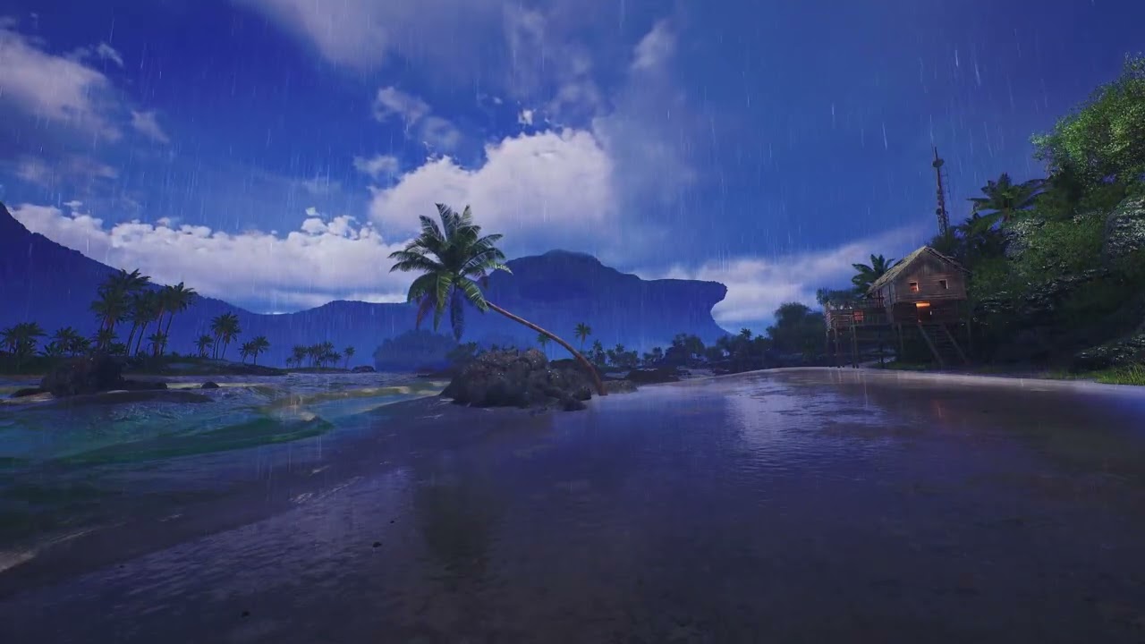 Heavy Ocean Rainstorm with Non Stop Thunder Sounds for Sleeping Sleep Sounds - Dimmed Screen Rain