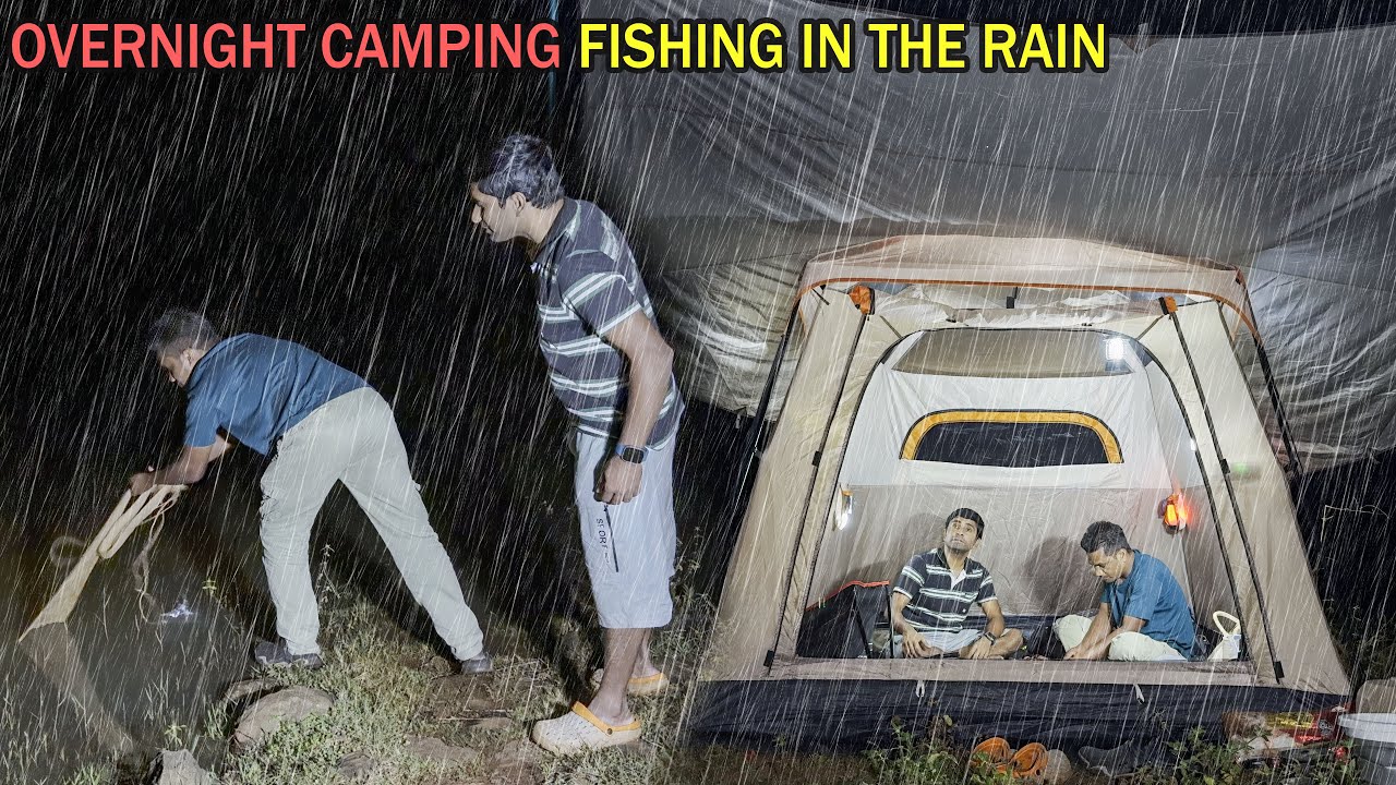 Overnight Camping Fishing In The Rain | Rainy Camping Video | Wild Camp Vlogs