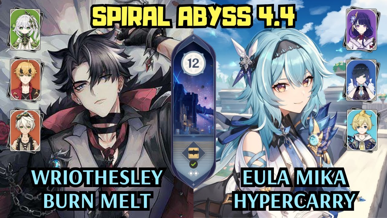 C0 Wriothesley Burn Melt & C0 Eula Mika Hypercarry | 4.4 Spiral Abyss Floor 12 | Genshin Impact