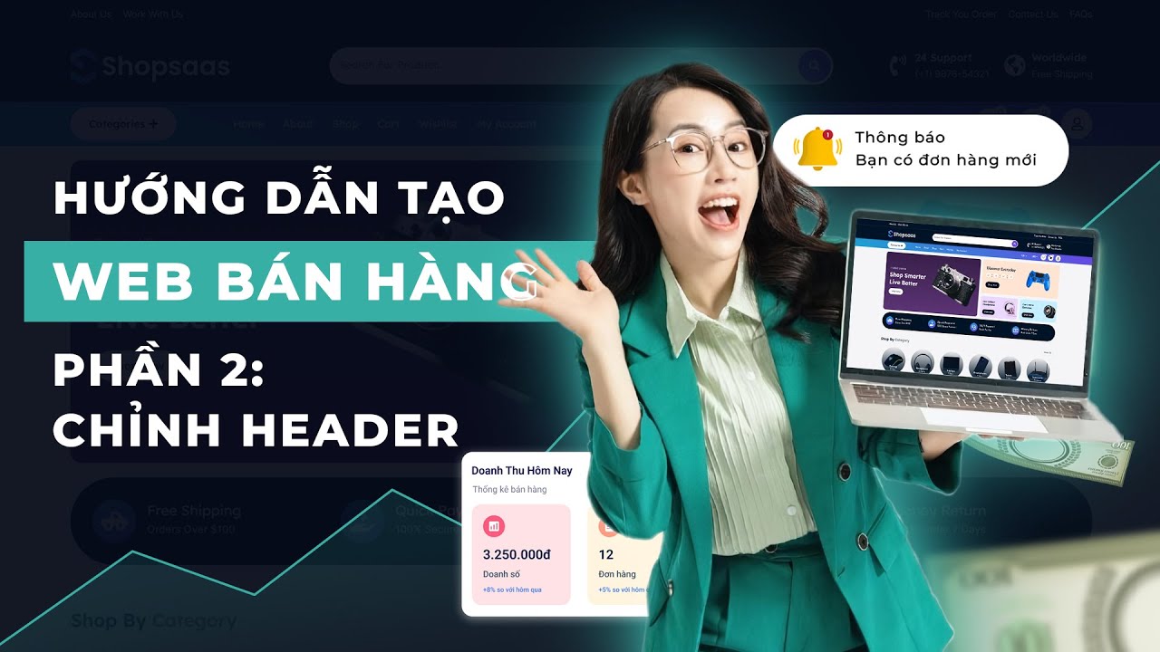 Tạo Website Bán Hàng Miễn Phí | Phần 2: Tùy Chỉnh Header