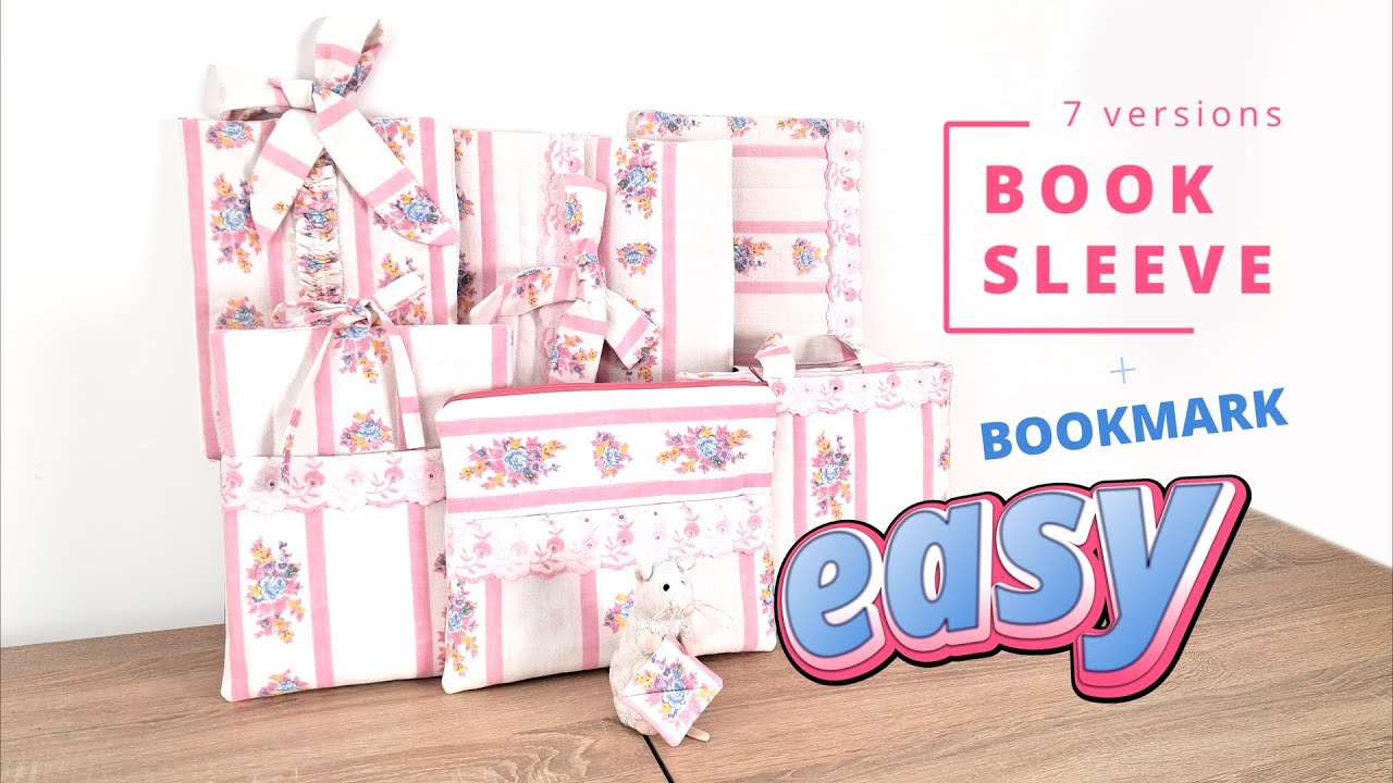 7 easy ways to make fabric book sleeve! / quilted book cover DIY tutorial + bonus corner bookmark