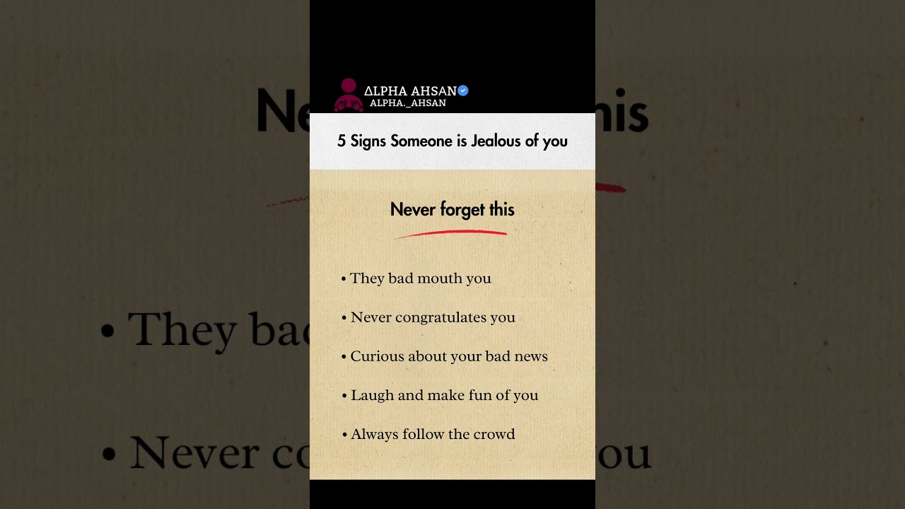 5 Signs someone's is jealous of you 