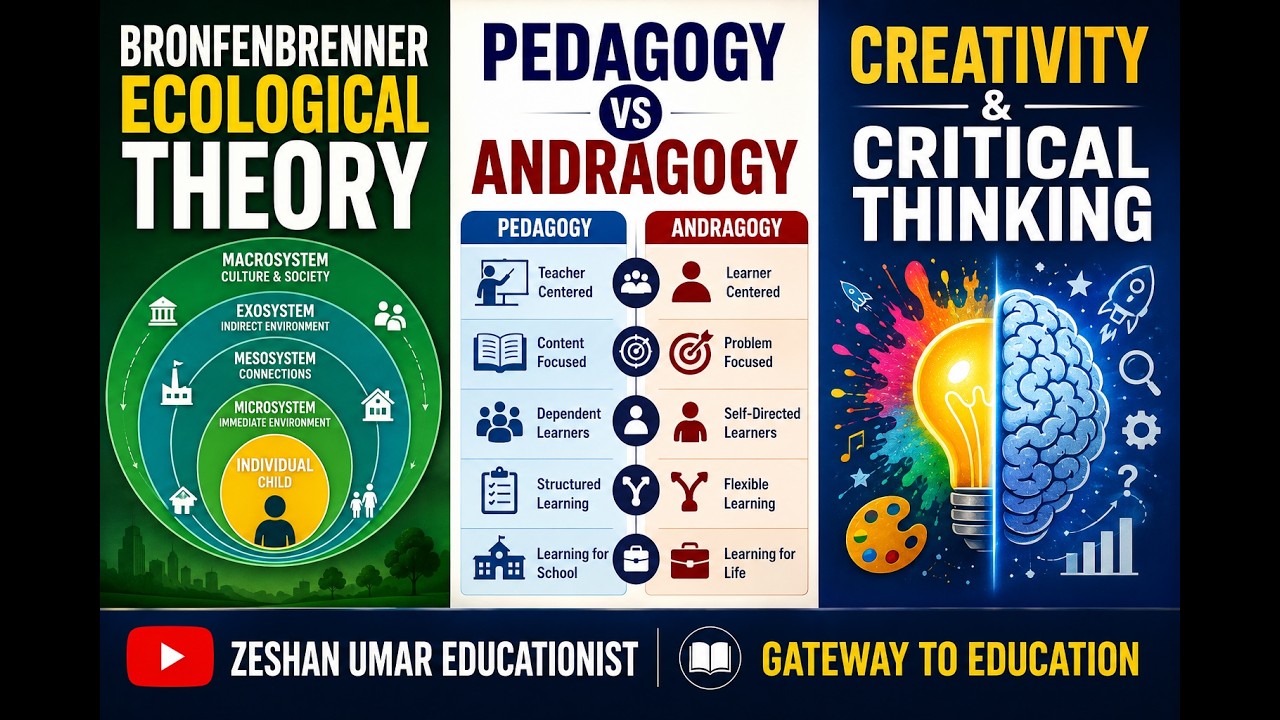 Bronfenbrenner Ecological Theory | Pedagogy vs Andragogy | Creativity & Critical Thinking
