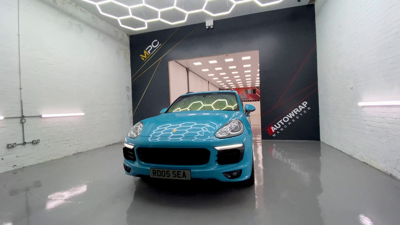 Car Wrap in Manchester - Porsche Cayenne - Oracal Lagoon