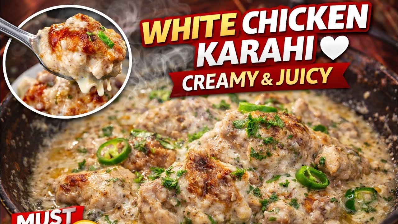 White Chicken Karahi 🤍 | Creamy & Juicy 😋