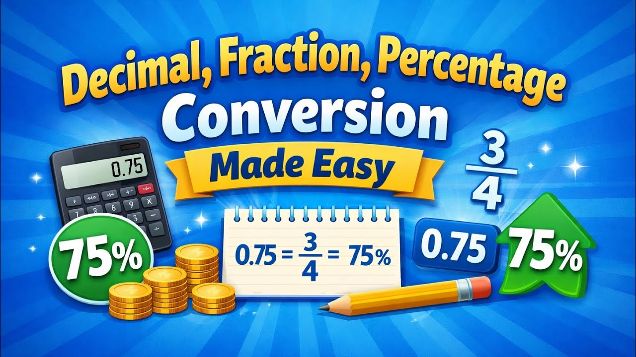 Decimal, Fraction, Percentage Conversion Made Easy, Step-by-Step + Practice