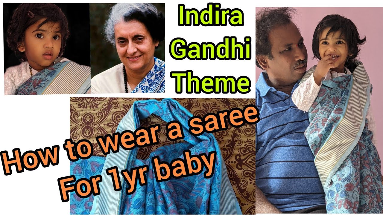 Indira Gandhi fancy dress | saree draping for kids | one minute saree for baby |saree pleat for kids