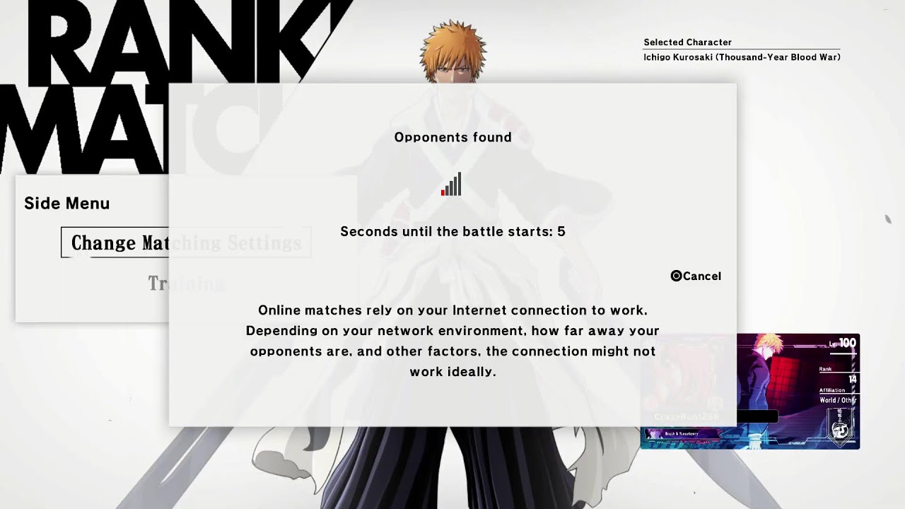 Bleach Rebirth of the Souls ranked matches with the CrazyRunt!