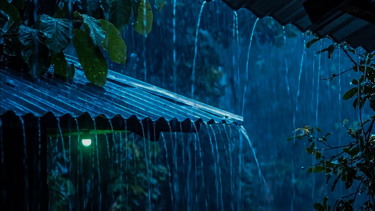 Effective Therapy for Insomnia 🌧️ Sleep Soundly with Heavy Rain & Thunder on Tin Roof at Night