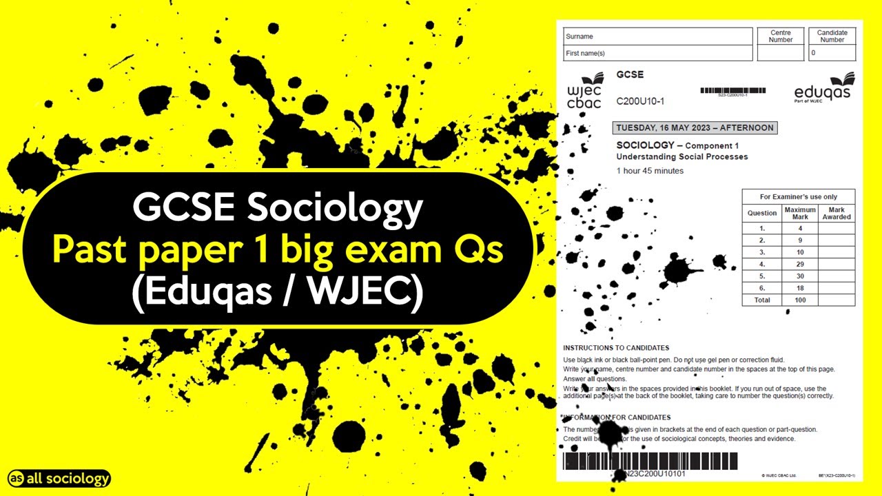 GCSE Sociology Exam Paper 1 (Eduqas / WJEC): High value questions - 8 marks, 12 marks, 15 marks