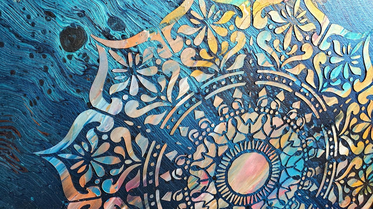 Filigree Mandala 💫 Embellishing an Acrylic Pour with This Little Piggy and Liquitex Gloss Gel.. WOW!