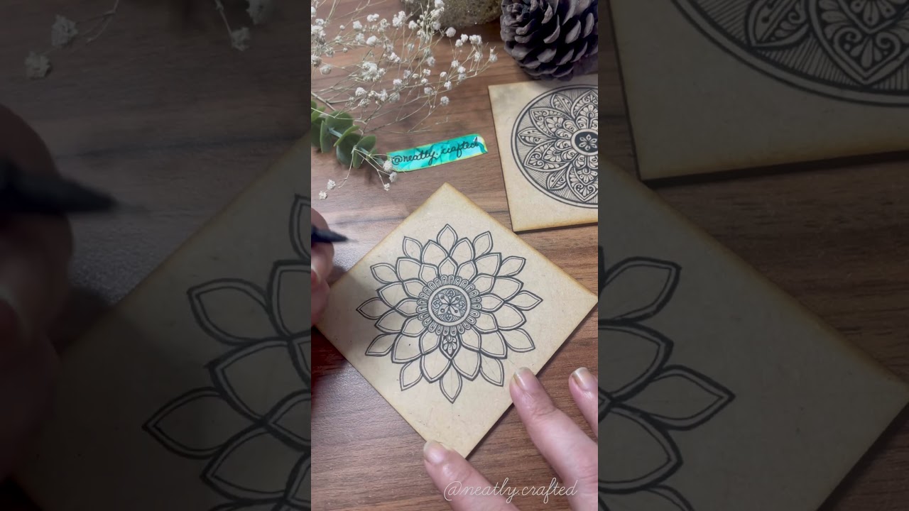 Mdf mandala coaster in the making! #neatlycrafted #mandala #mandalaonmdf #mandalacoasters #handmade