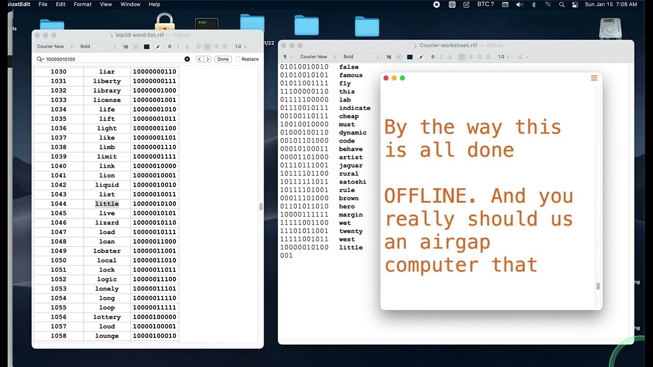 How 24th checksum word is derived - DEMONSTRATION ONLY DO NOT USE TO MAKE REAL SEEDS THIS WAY.