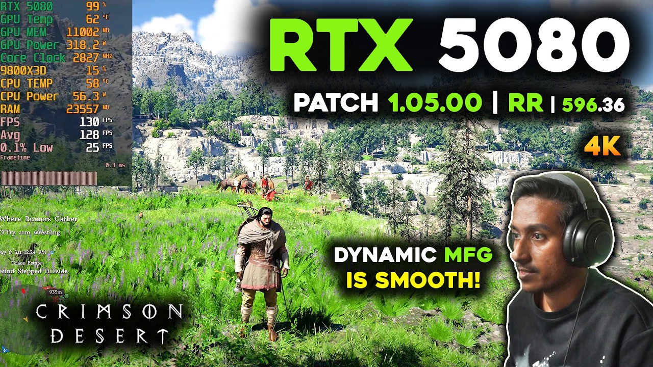Патч Crimson Desert 1.05.00 протестирован на RTX 5080 с Dynamic MFG и Ray Reconstruction | 4K