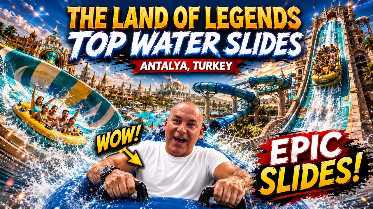 The Land of Legends Water Slides 🌊 | Water Park Turkey | Aquapark Antalya POV 4K