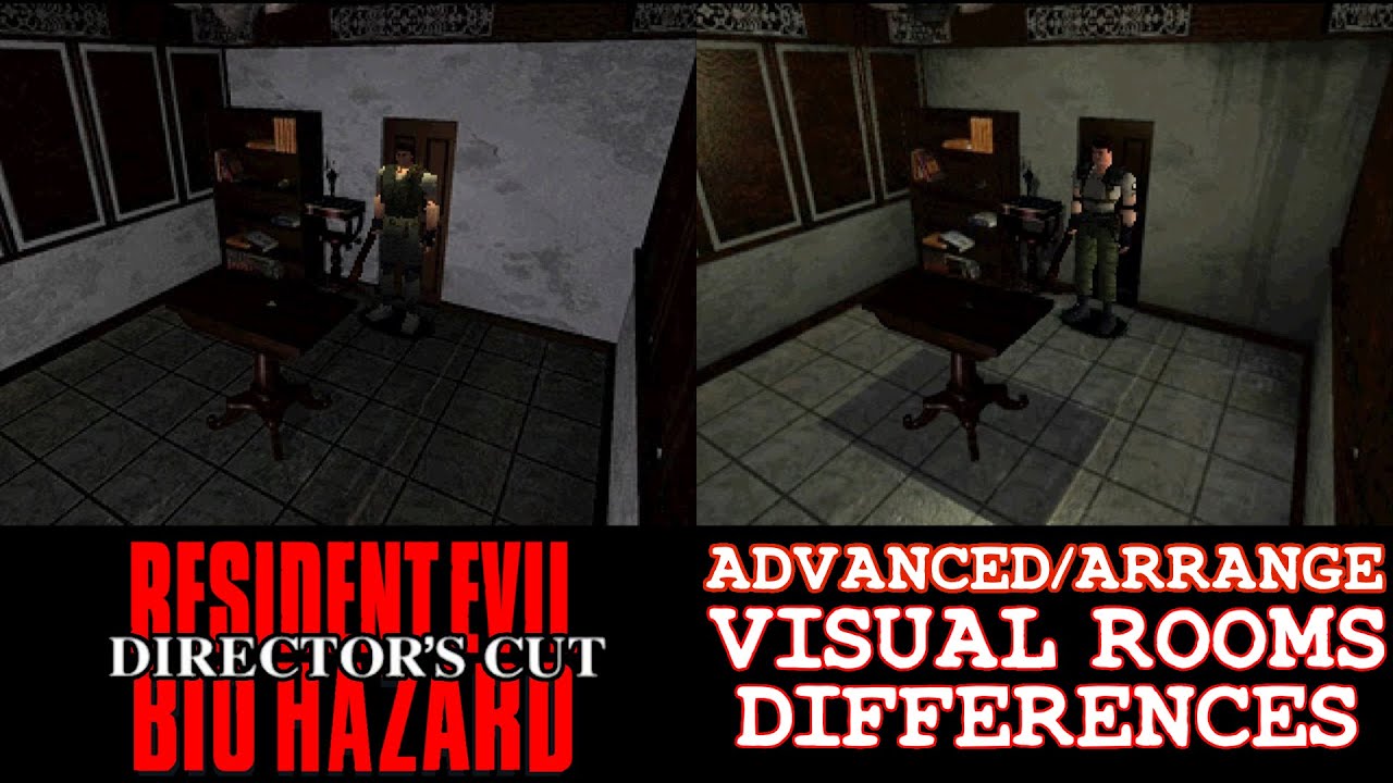 Advanced/Arrange mode visual rooms differences (Resident Evil / Bio Hazard : Director's Cut) [PS1]
