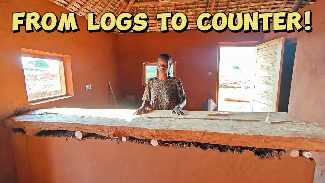 Building Our Dream Kitchen! 🪵 | DIY Rustic Log Countertop in Our African Village Home