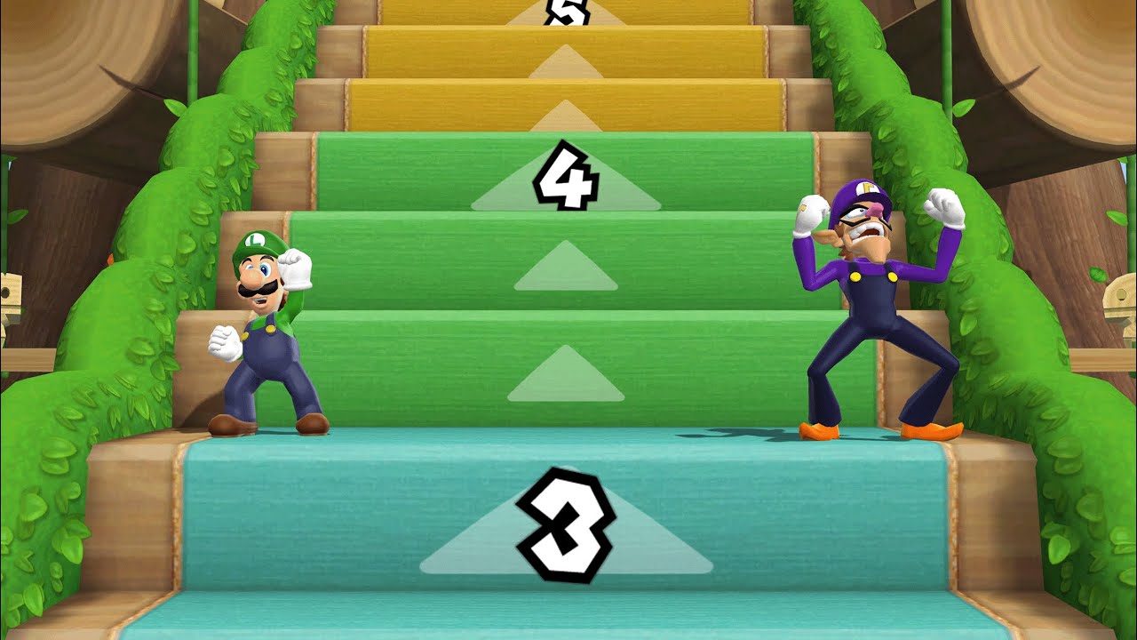 Mario Party 9 - Luigi vs Mario vs Peach vs Waluigi - Step It Up