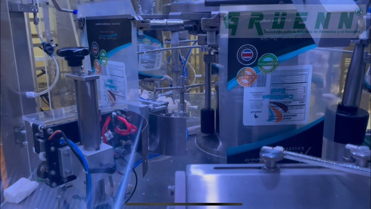 GRUENN || M&aacute;quina empacadora multicabezal rotativa para bolsas Pre formadas
