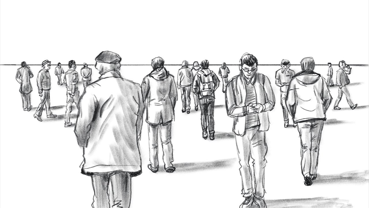 How to Draw a Crowd of People in Perspective - Drawing Timelapse