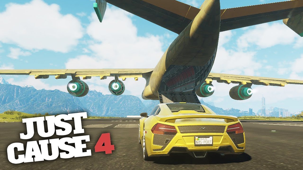 DRIVING INTO A FLYING CARGO PLANE! - Just Cause 4 Stunts!