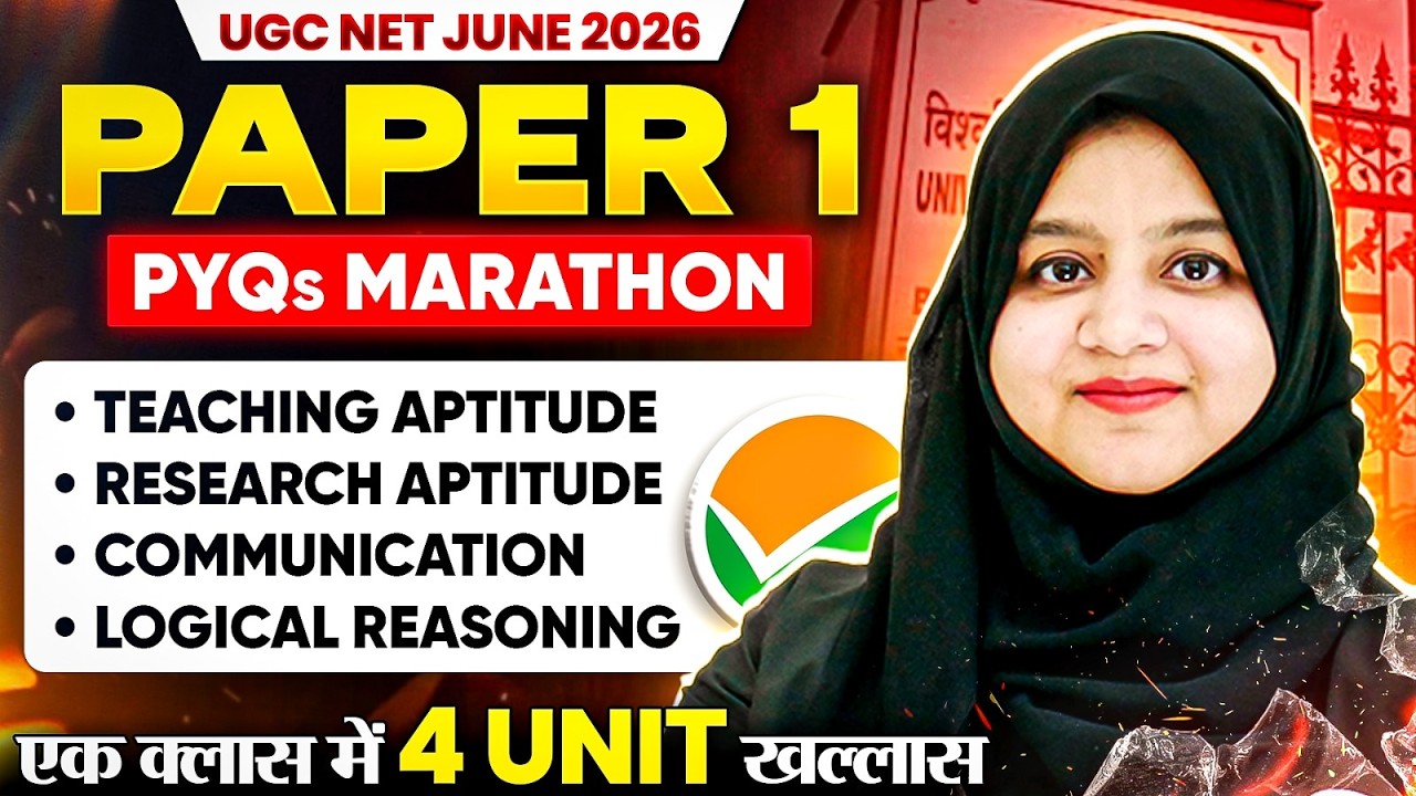 UGC NET June 2026 | Paper 1 PYQs Marathon | Top PYQs of 4 Major Units | Clear JRF June 2026