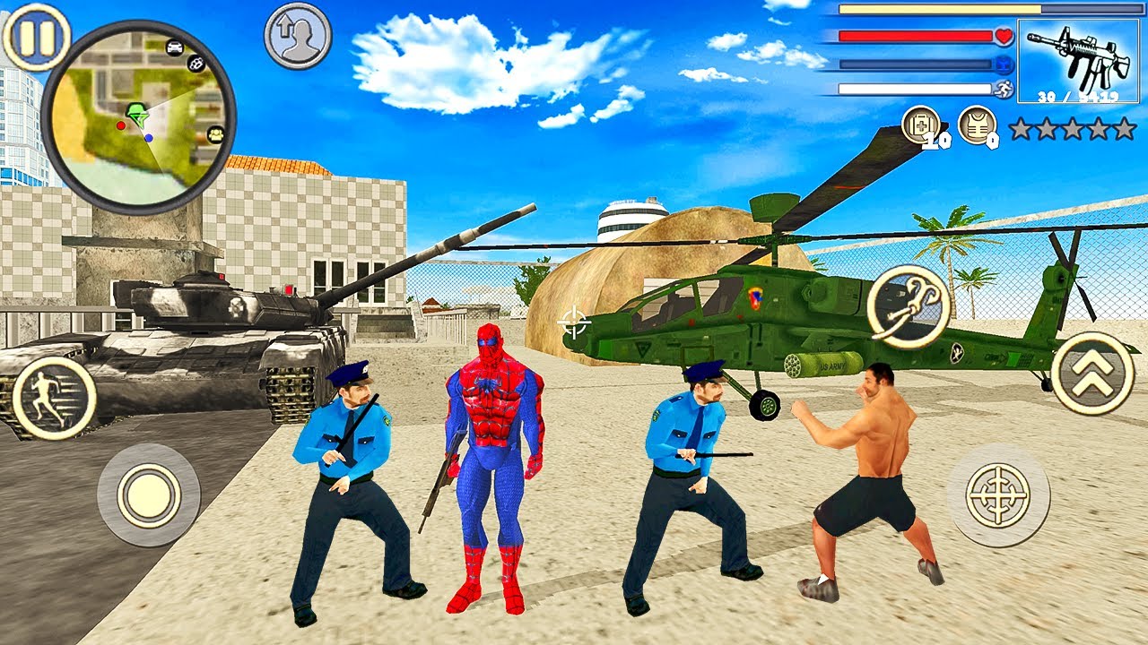 Spider Rope Hero Vice Town - Military Tank at Open World City - Android Gameplay