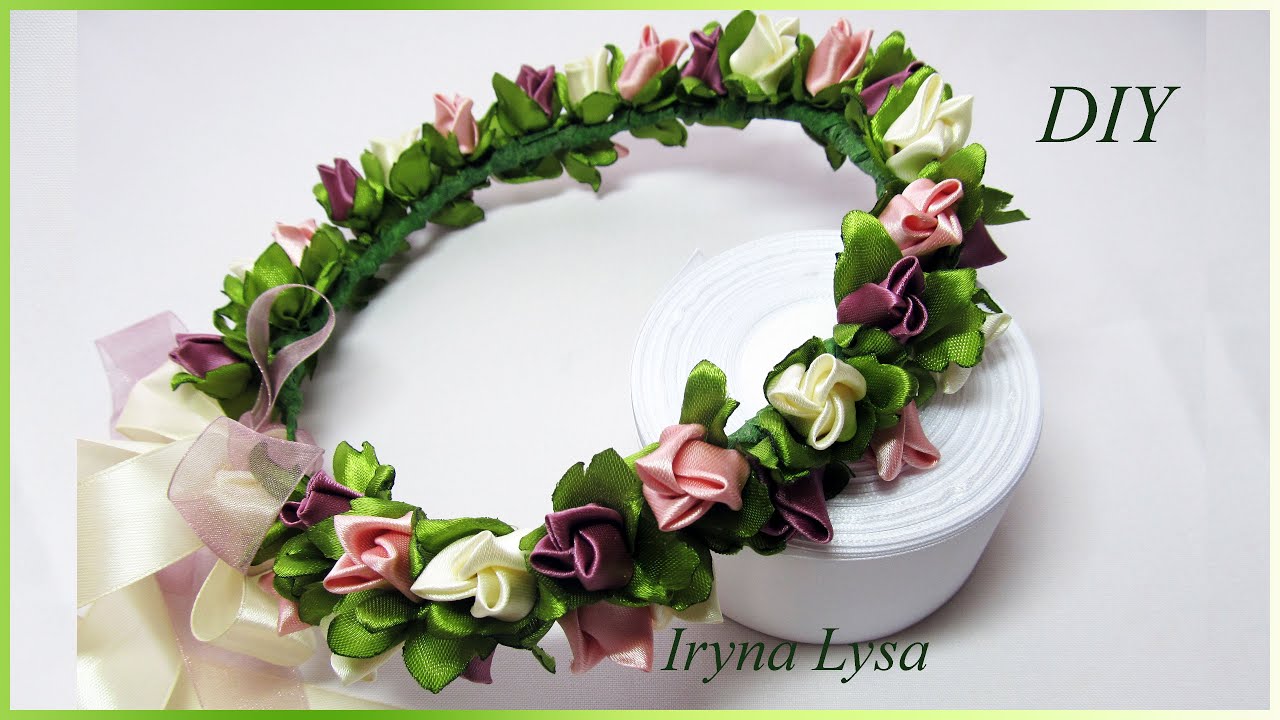 Crown Headband, Tutorial, flower rose ribbon, DIY