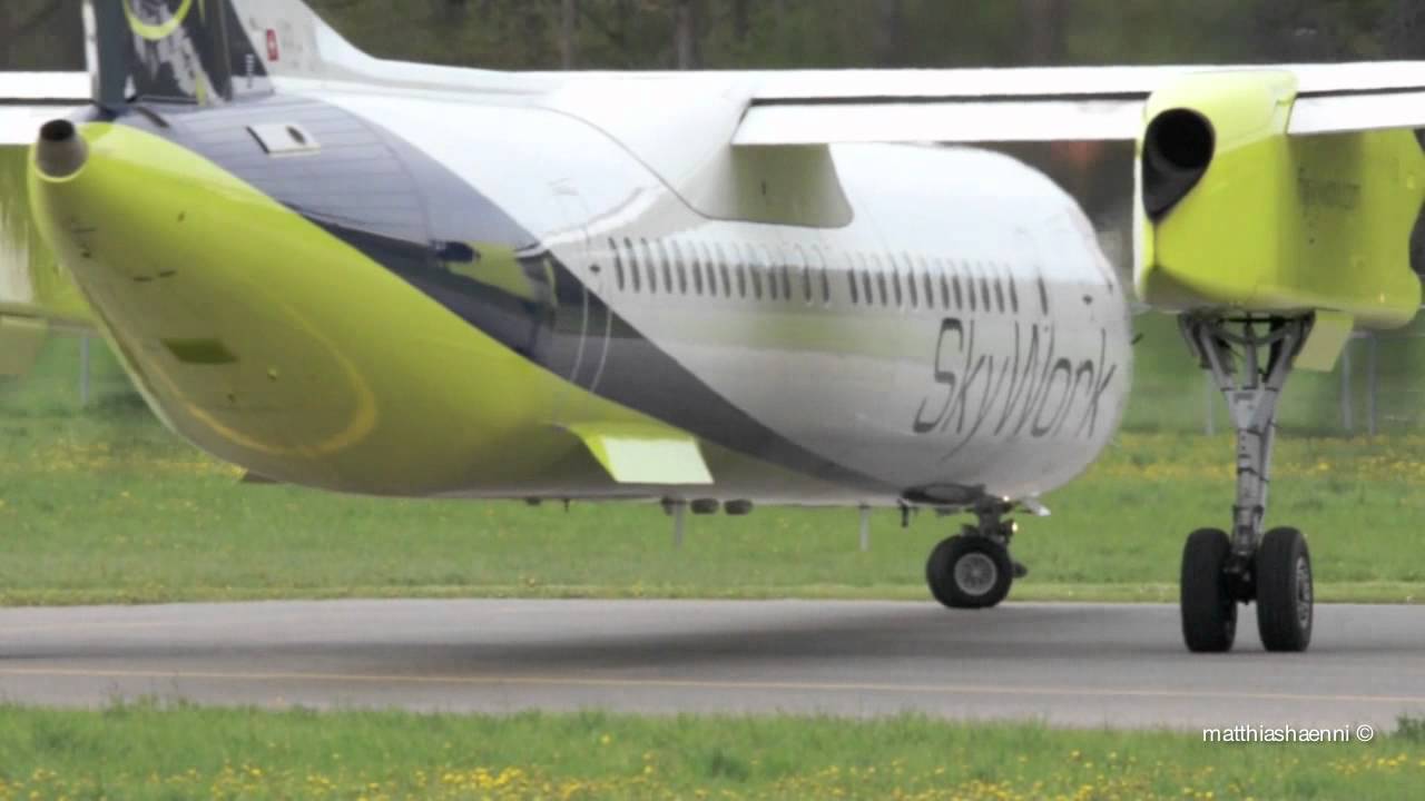 SkyWork DHC-8-402Q Take Off at Airport Bern-Belp