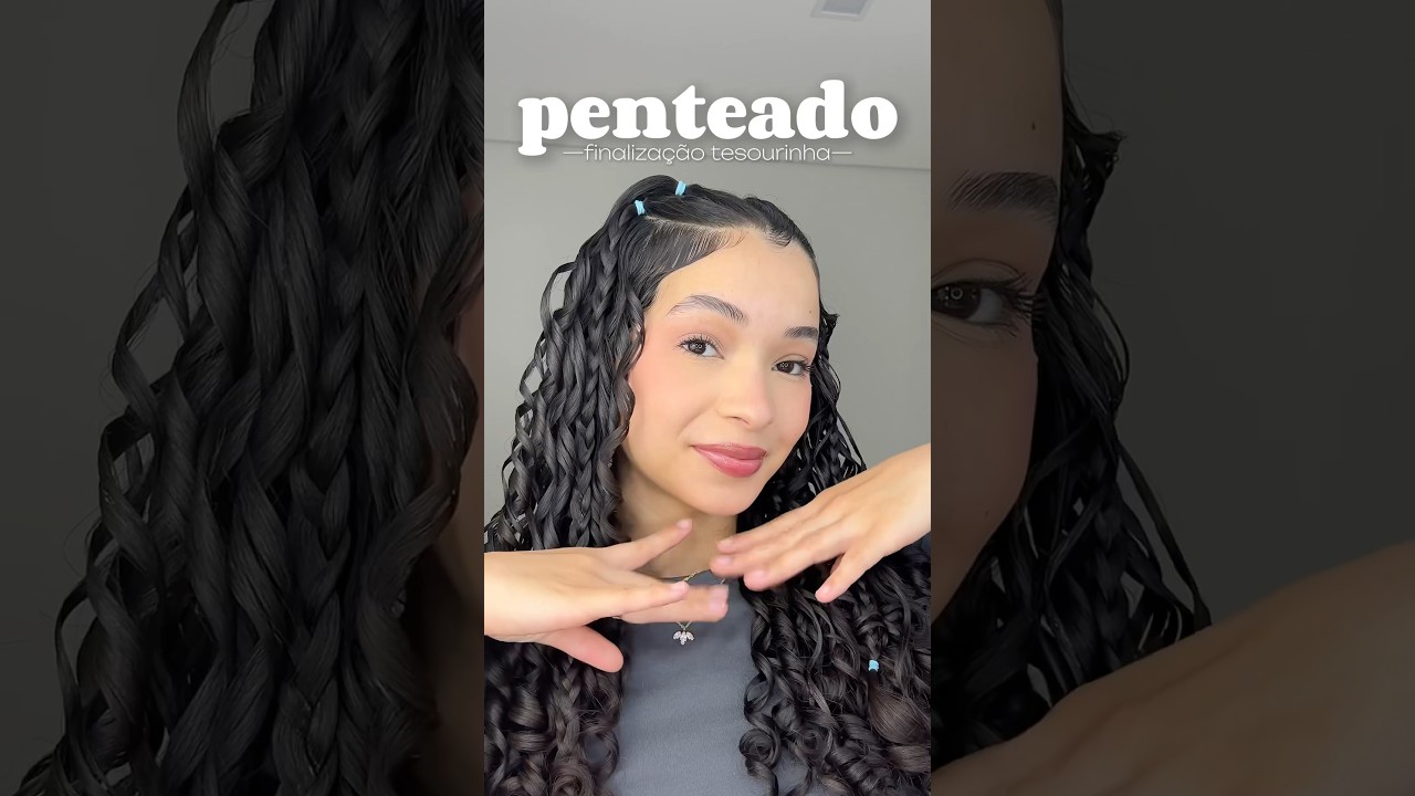 Mais um penteado com gominhas p voc&ecirc;s 💙 #hairstyle #penteadoscachos #penteadosfaceis