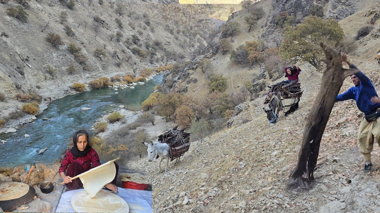 Mountain Survival Challenge ⛰️ Collecting Firewood Baking Local Bread in a Cave 🍞 Fresh River Fish 🐟
