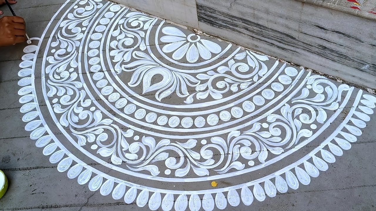 Дизайн полукруглой альпоны / Дизайн альпоны Easy Floor / Лакшми Пуджа альпона