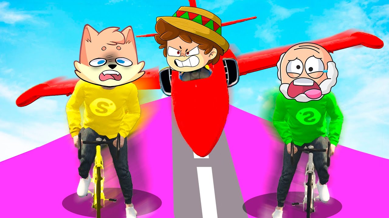 ¡BICICLETAS vs SUPER AVIONES! 😂😱 en GTA 5 ONLINE con SILVIOGAMER